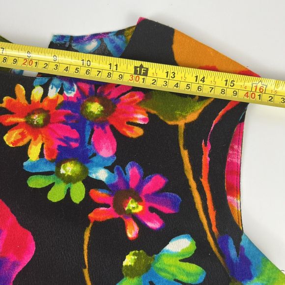 Vtg GoGo Dress Sz M Matching Shawl & Skirt‎ Handmade Bright Flowers Pom Pom Trim - Picture 14 of 16